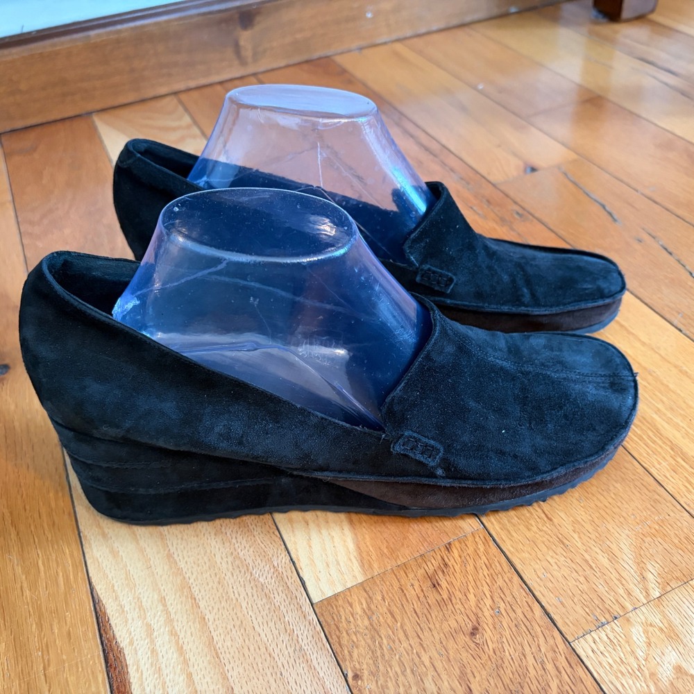 Via Spiga Wedge Loafer Suede Size 10 Black Brown‎ Italy